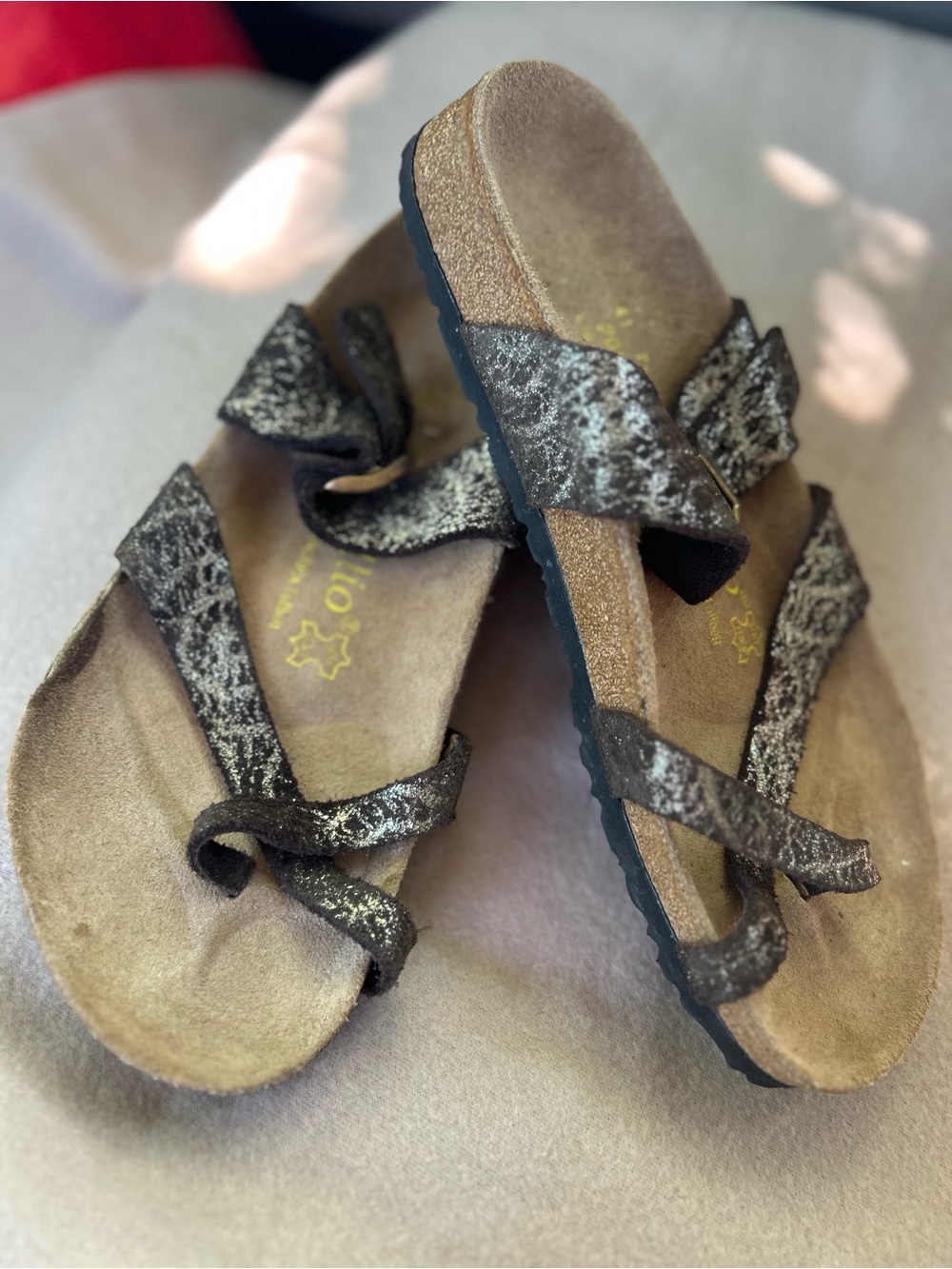 Women's Birkenstock Papillio Metallic Brown leather Mayari Sandals size 10(41)